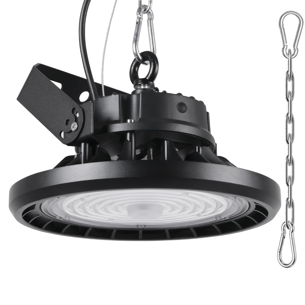 100W LED High Bay High IP66 Daylight White Ceiling Light for Indoor and Outdoor Suitable for Work Parking Factory Parking and 3M Light, Brightness,