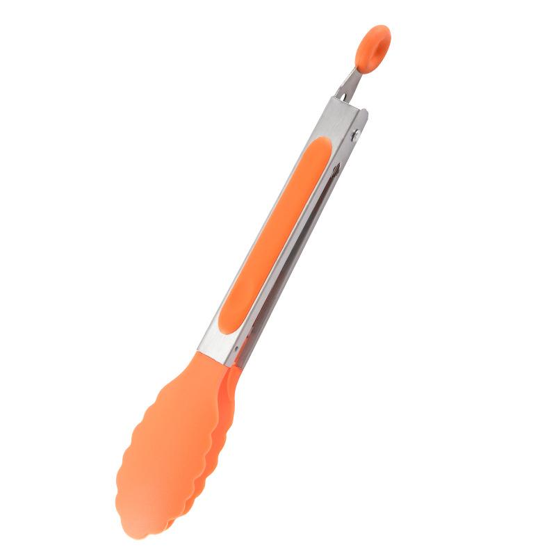 7-Inch Heat-Resistant Nylon Food Tongs Stainless Steel BBQ Kitchen Clip