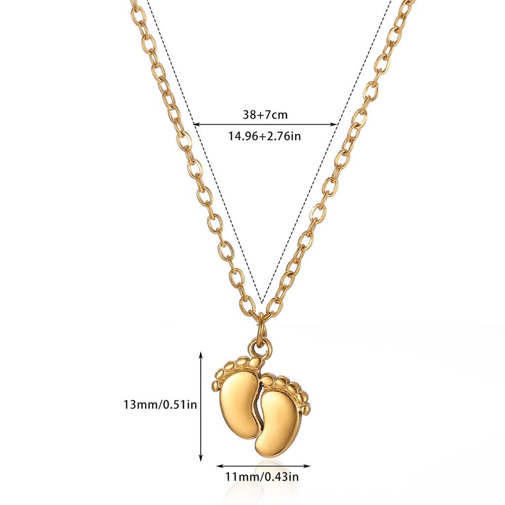 Tiny Baby's Feet Gold Color Necklace For Women Exquisite Stainless Steel Romantic Heart Charm Sun Necklaces Jewelry Party Gift