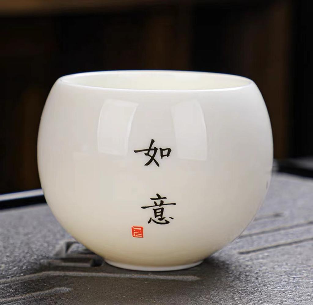 Yangzhi Jade Porcelain Tea Cup Ceramic Tea Cup Tea Set Japanese Dragon Egg Cup Kung Fu White Porcelain Single Cup Master Cup