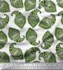 Soimoi Blue Japan Crepe Satin Fabric Green Paisley Printed Craft Fabric by the metre 42 Inch