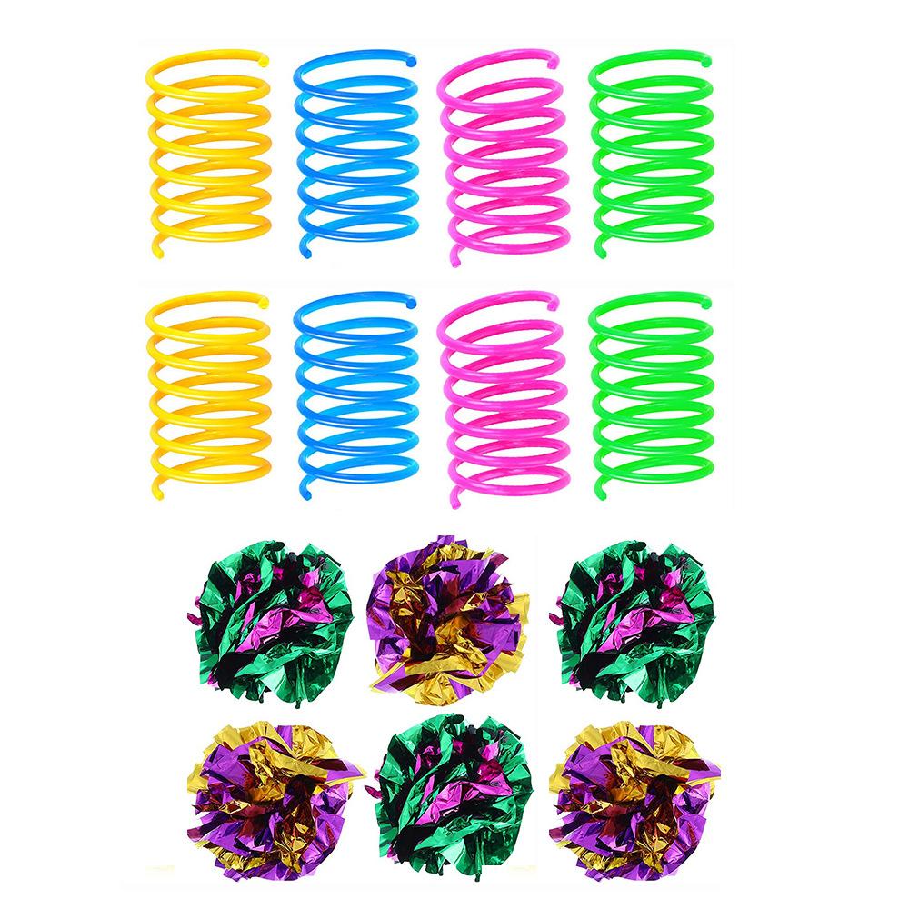 

14 Pack Spring Paper Hair Ball Cat Toy Set Cat Toy Interactive Pet Products for Cat Toys Pet Accessories