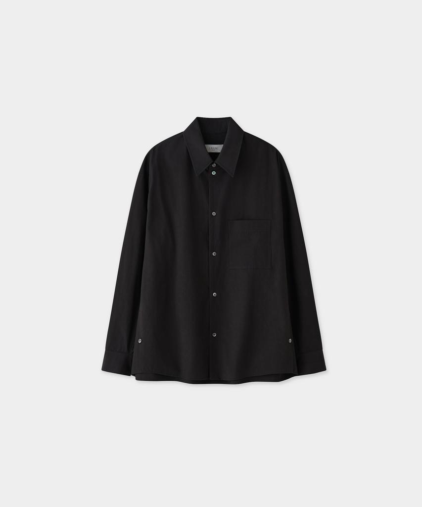 Jeilium Mael Side Slit Cotton Shirt Black