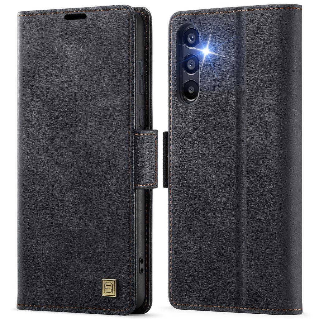 Für Samsung Galaxy A55 5G Hülle AUTSPACE A11 RFID-Blockierung Retro Leder Handy Brieftaschenhülle