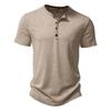 Henley-Kragen Sommer Herren Casual Einfarbig Kurzarm T-Shirt für Männer Polo Herren Baumwolle Herren T-Shirts