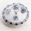 Conjuntos de joyería de circonia azul para mujer, Plata de Ley 925, joyería de disfraz nupcial para boda, pendientes, anillos, pulseras, collar con colgante