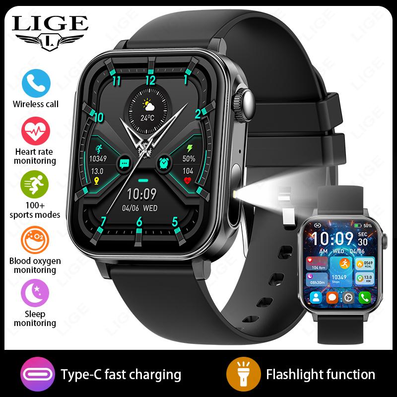 New Type-C Fast Charging Smart Watch Men 1.83-Inch HD Bluetooth Call Heart Rate 100+ Sport Waterproof Smartwatch Women