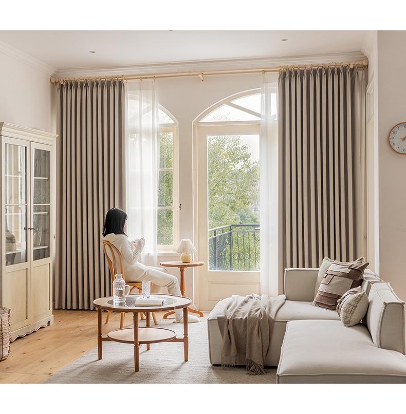 Dolly Blackout Jacquard Curtains: Double-Sided Cotton Linen, Thermal Insulation, Customizable for Living Room & Bedroom