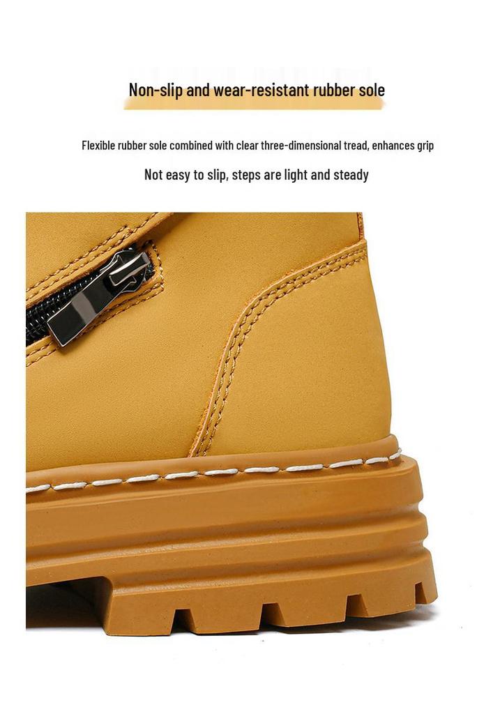 Men's Genuine Leather Plus Size Martin Boots 45-50, High-Top Yellow Chelsea Boots