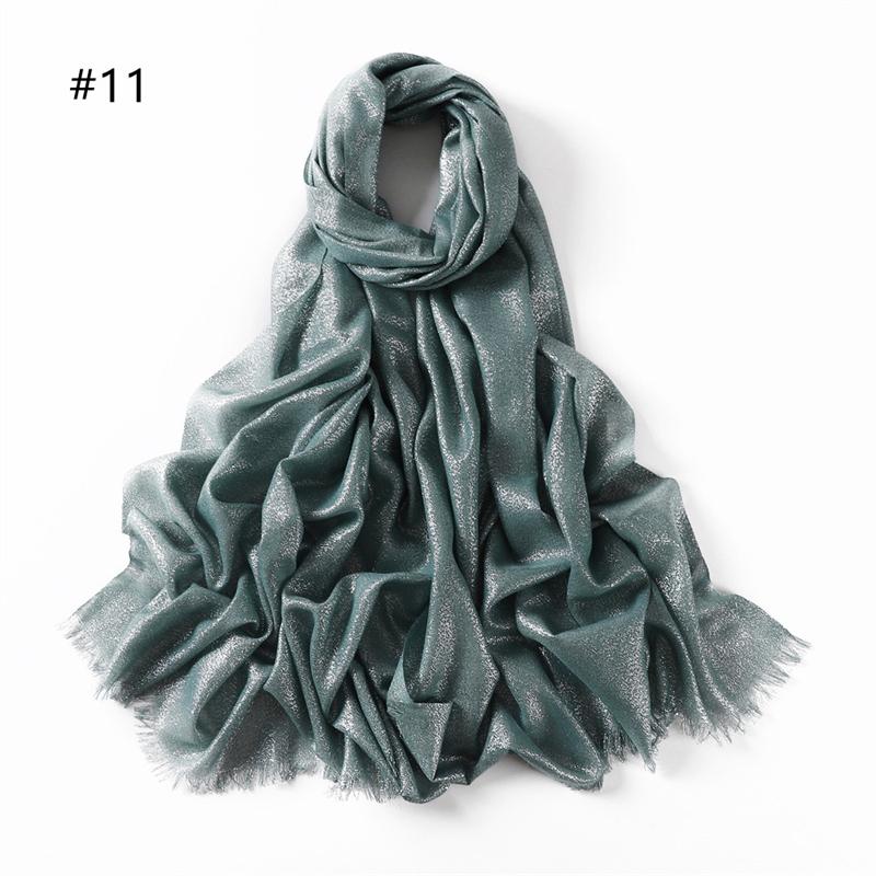23 Colors Glitter Hijab Cotton Scarf Wraps Plain Shawls Rayon Fabric Silk Silver Wire Headscarf Muslim Scarf Women Instant Hijab