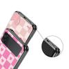 Phone Case for Samsung Galaxy Z Flip 3 4 5 6 7 Folding Black Shell For Samsung Z Flip4 Flip5 PC Hard Cover Pink Grid