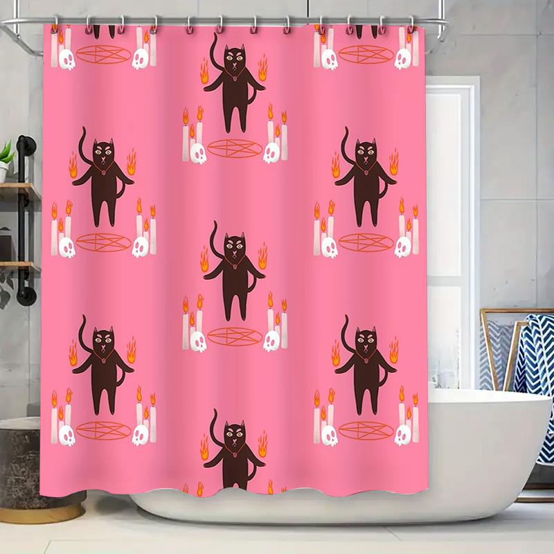 Готический Хоррор Занавеска для душа Хэллоуин Жуткий Череп Демон Летучая мышь Узор Декор для ванной комнаты Темная Академия Домашний текстиль Художественный гобелен 90x180cm