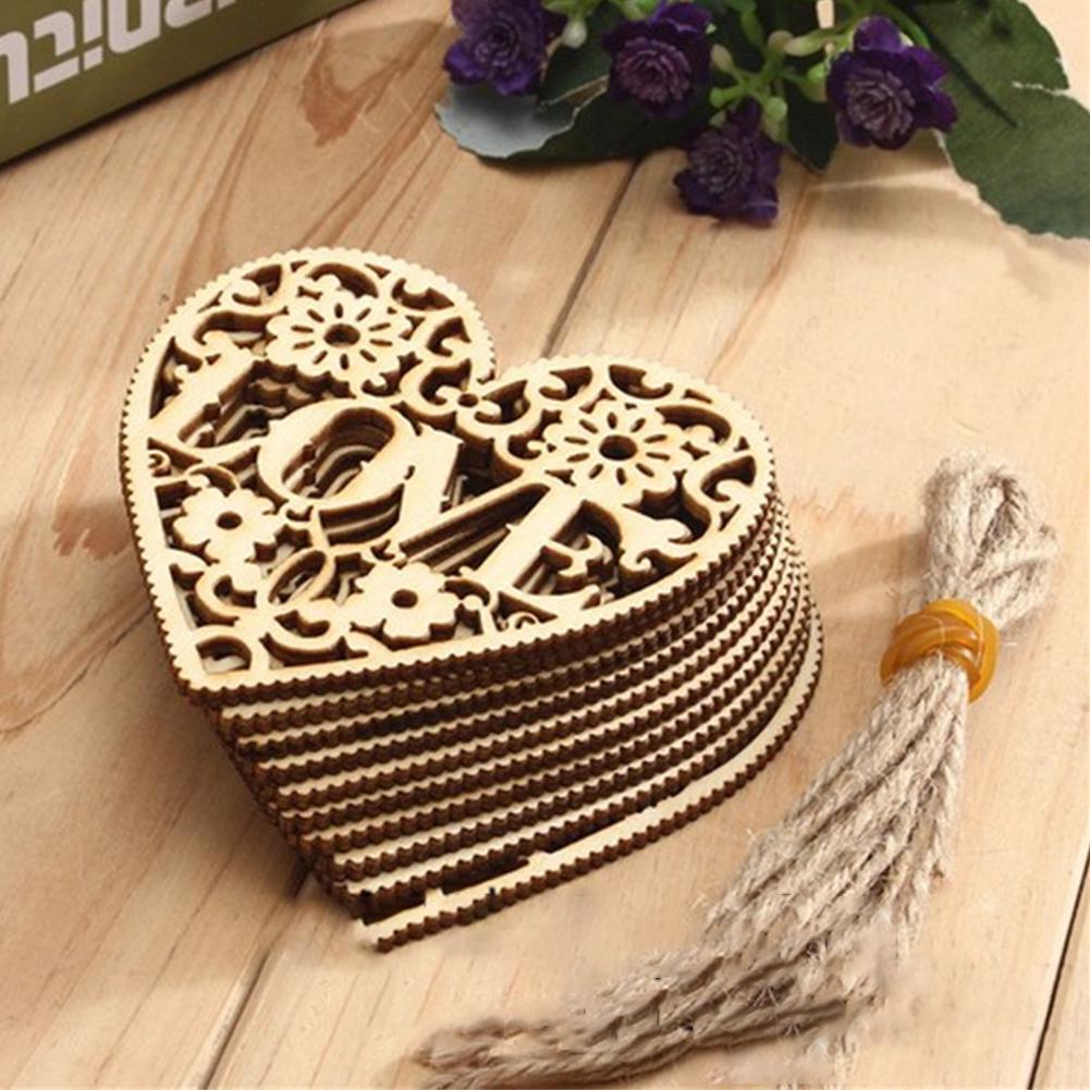 Buy 10 PCS/Pack Wooden Decorative Embellishments Crafts Hanging