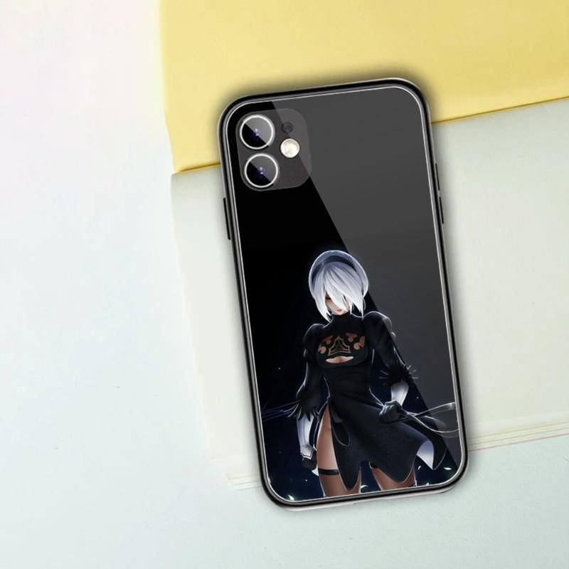 Cute Girl Nier Automata Phone Case For IPhone 14 13 12 11 XS X 8 7 6 Plus Mini Pro Max SE 2022 Black PC TPU Glass Phone Cover