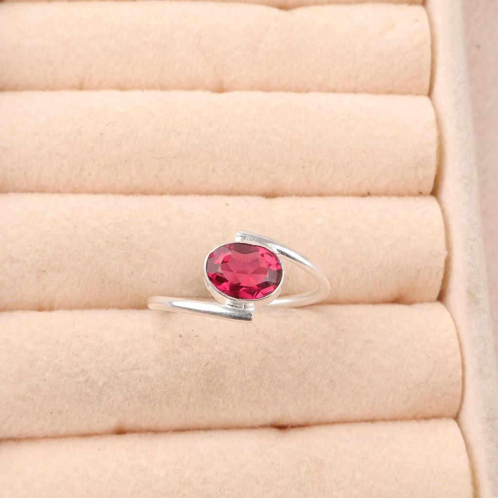 Natural Pink Rubellite Gemstone 925 Sterling Silver Jewelry Handmade Women Ring RR-31-4