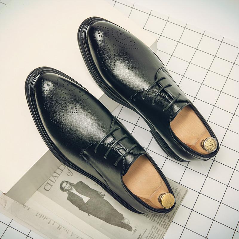 Leather Shoes Young British Dress Casual Business Sense Leather Shoes Wedding Groom Suit Height Increase