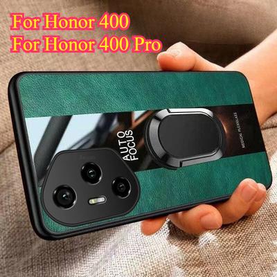 Pre Honor 400 Pro Magnetický prsteňový stojan Držiak Puzdro na telefón Pre Honor 400 Pro 5G Luxusné Kožené Nárazuvzdorné Puzdro Zadný kryt