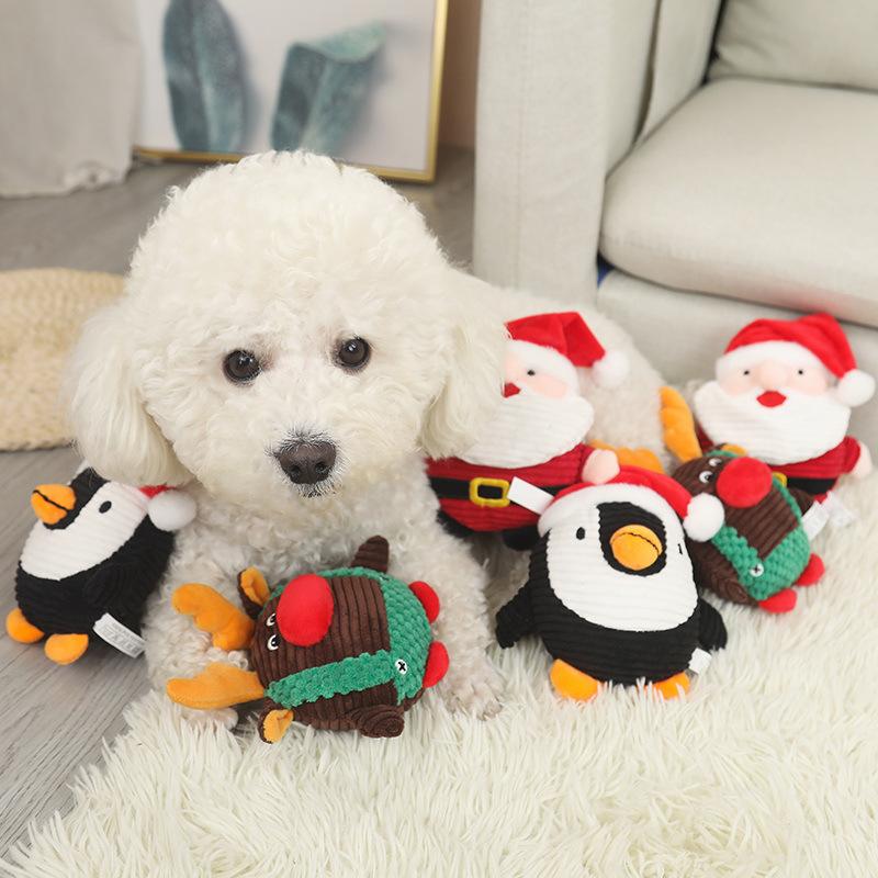 2025 Cute Cartoon Reindeer Elf Elk Chinese New Year PP Molar Soft Squeaky Stuffed Plush Dog Chew New Pet Gift