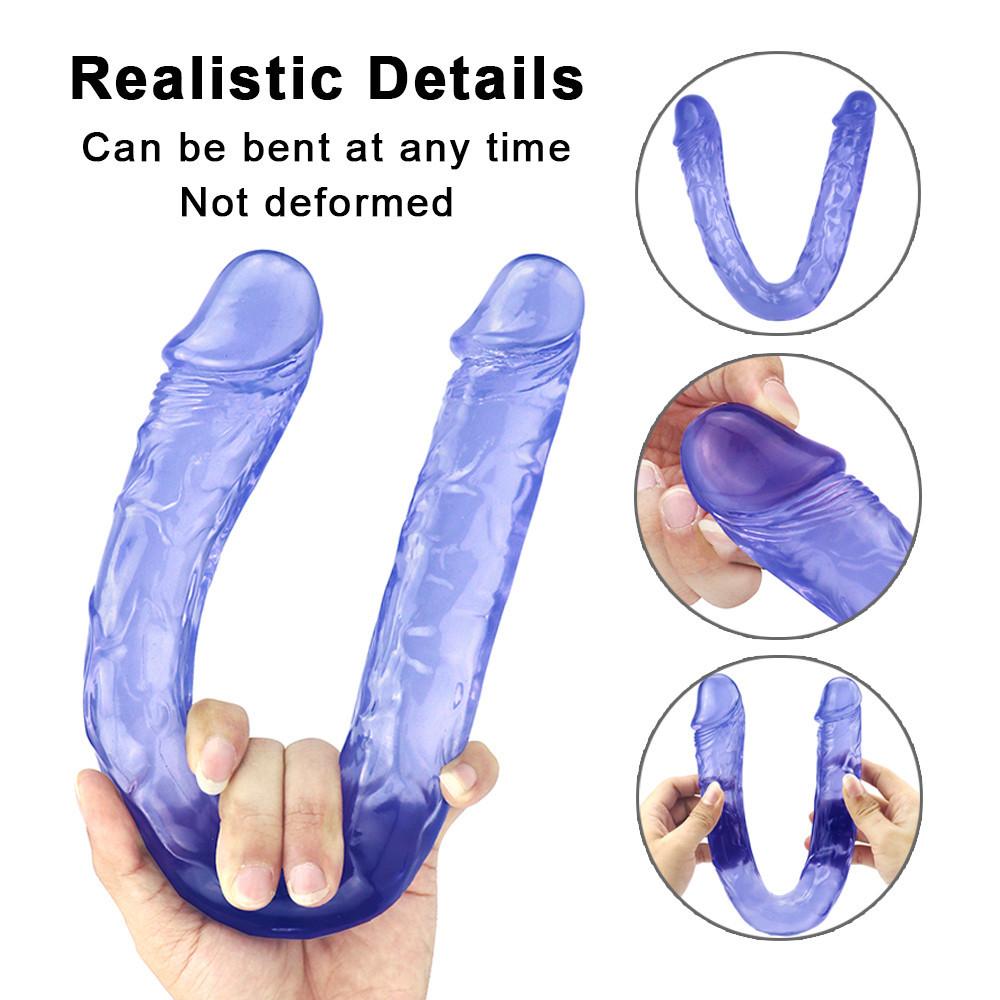 Doppelkopf-Dildo, langer, realistischer Dildo, doppelseitiger Dildo, flexibler großer Penis für Frauen, Masturbator, Sexspielzeug für lesbische Erwachsene