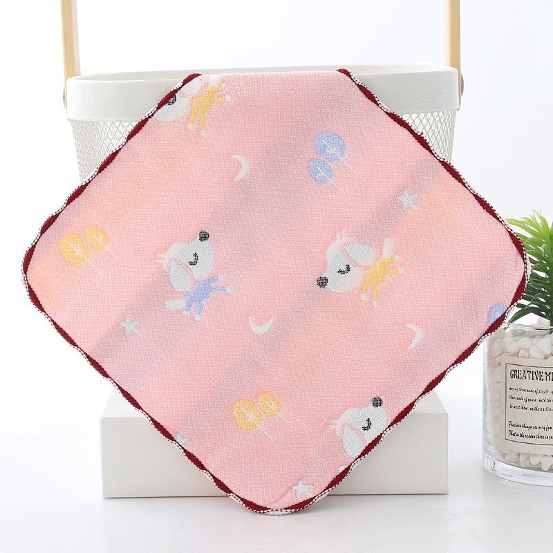 6 Layer Gauze Baby Washcloth 25x25cm Soft Absorbent Jacquard Infant Burp Cloth Thickened Face Towel For Autumn Winter