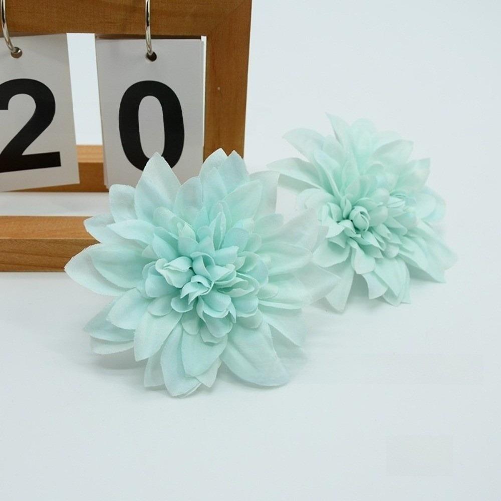 

5Pcs 10.5cm Artificial Silk Chrysanthemum Silk Artificial Artificial Flower Heads Hand-made Material Imitational Large Dahlia светло-синий