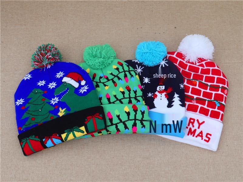 LED Light-Up Dinosaur Christmas Hat - Colorful, Luminous Knitted Hat for Adults & Kids