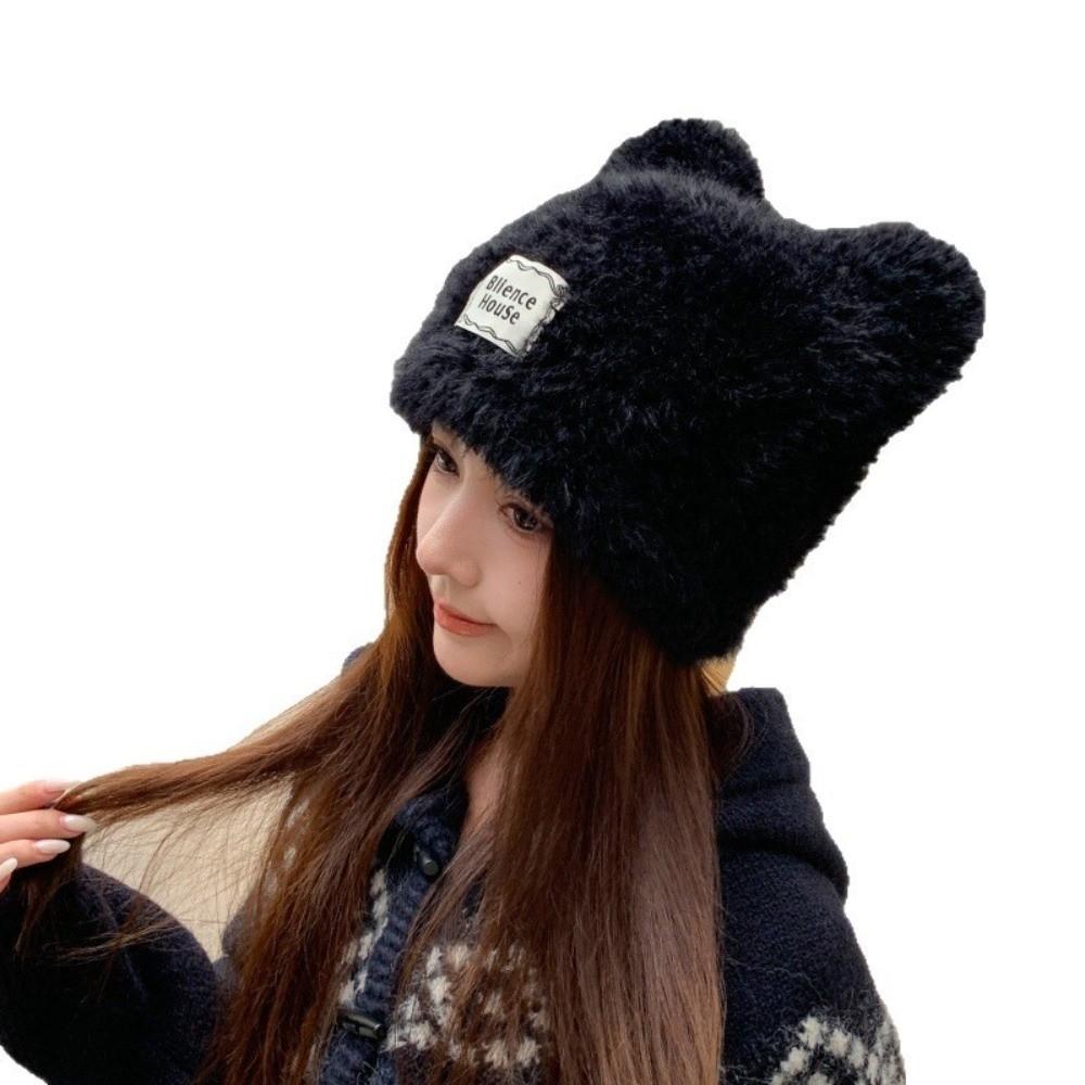 Polyester Knitted Beanie Hat Cold Proof Cozy Warm Hat Cute Fuzzy Knit Hat Daily Use