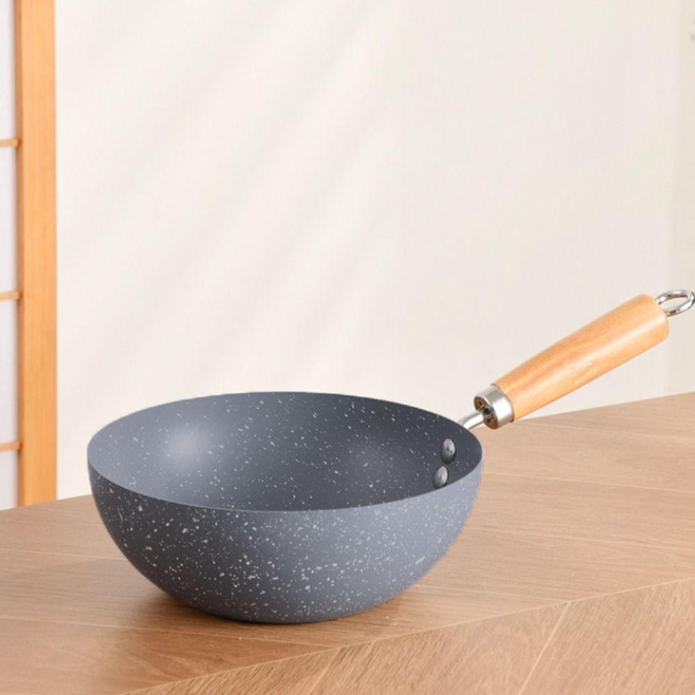 Non-stick Marble Pattern Wok Rapid Heat Milk Pot Useful Stir Fry Pan  Dormitory