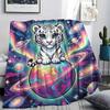 1Pc Planet Animals Print Flannel Blanket, High quality Comfortable for All Seasons, Home Decor, Warmth and Comfort, Perfect for Christmas Gifts
