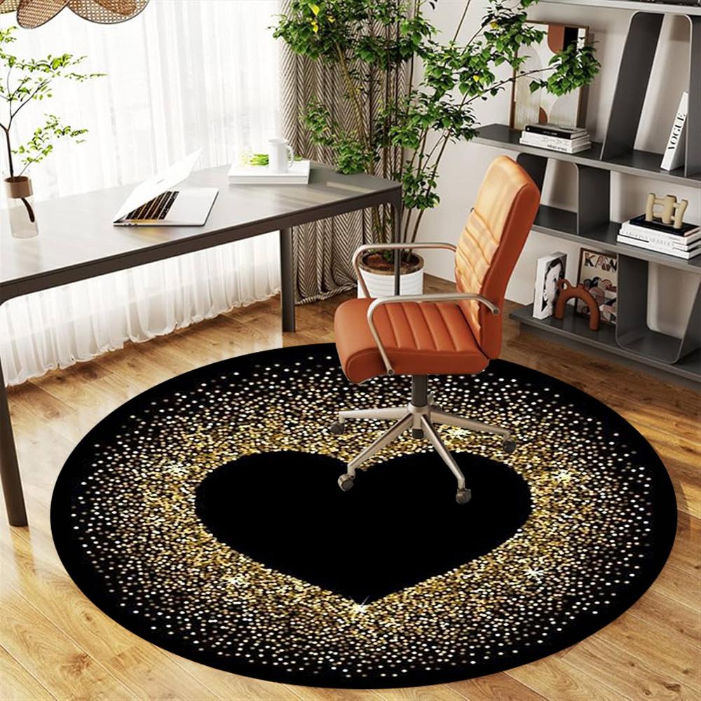 1 Stück Herz Glitzer Büro Runder Teppich, Unter Bürostühlen Schlafzimmer Wohnzimmer Heimdekoration, Teppich für Büro, -1110259