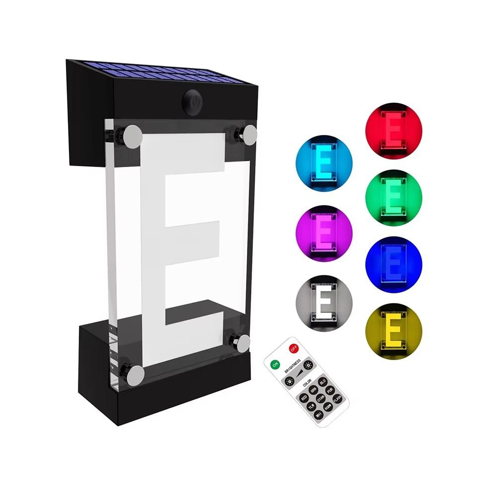 3D Acrylic Solar Powered House Number Sign Outdoor Address Plaque Lamp Home Driveway