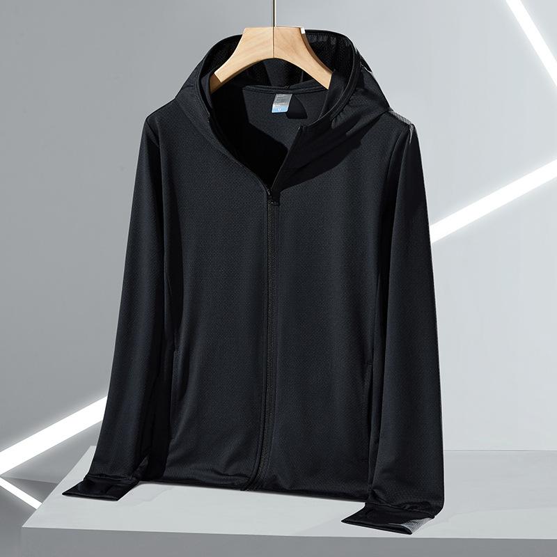 Couple's Fashion Summer UPF50+ Ice Silk Sun Protection Jacket Lightweight Breathable UV Protection Long Sleeve Sun Hoodie for Men