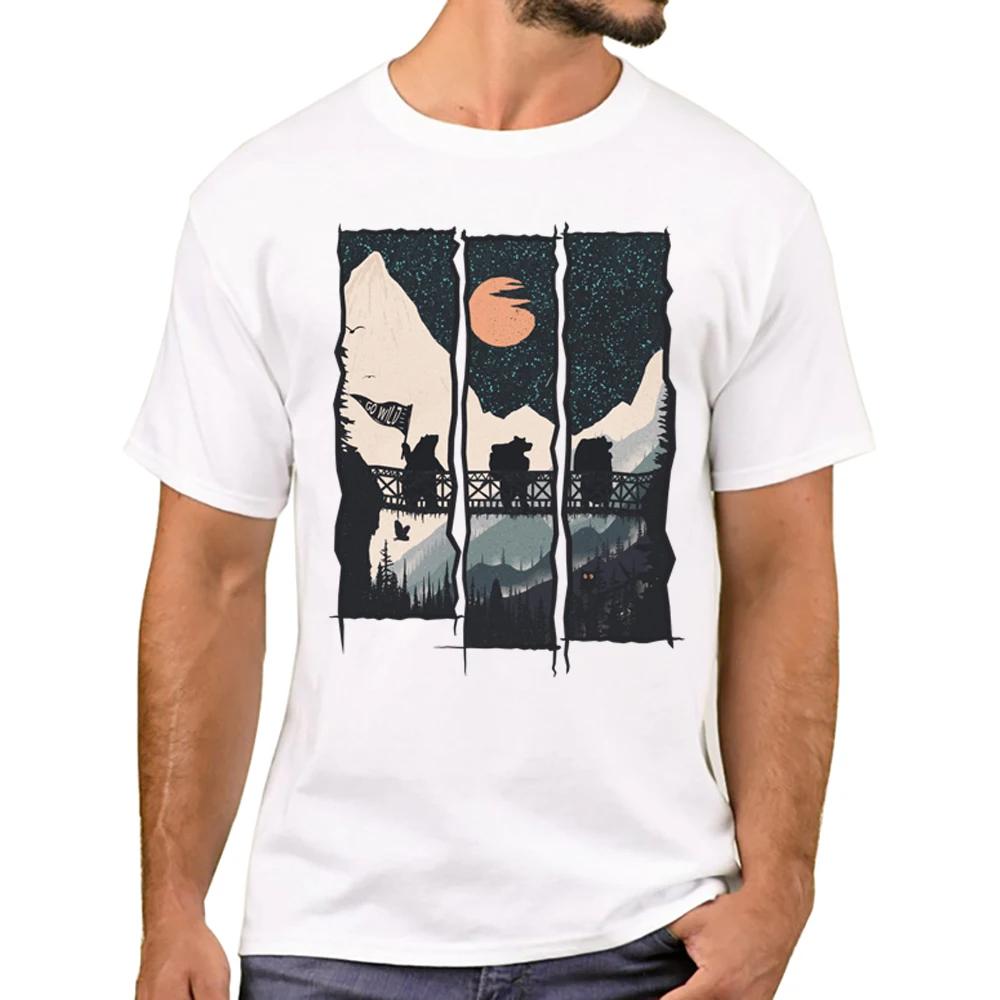 TEEHUB New Arrival 2019 Fashion Grunge Dripping Turquoise Misty Forest Print Men T-Shirt Short Sleeve O-Neck Tops Hipster Tee