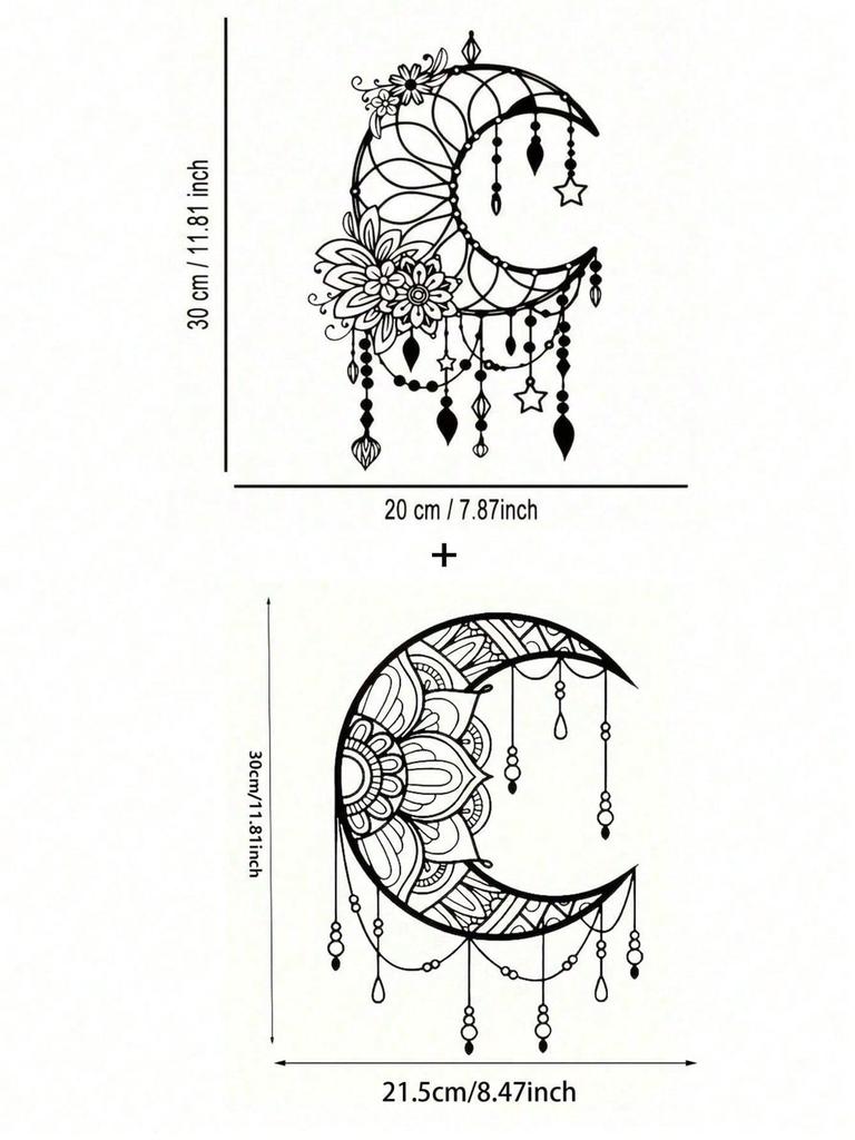 Gothic Celestial Moon Wall Art, Laser-Cut Iron Decor for Boho Home & Gifts