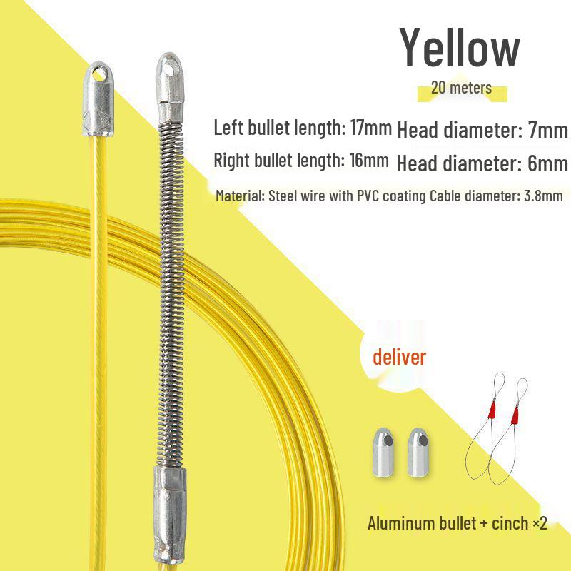 Electrician Pull Wire Threader with Roller Head for Concealed Wire Conduit