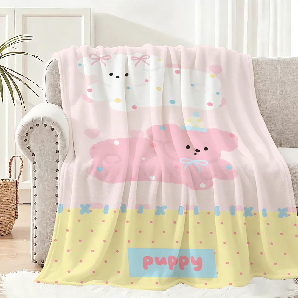 Puppy ins cute Throw Lightweight 240g Flannel Blanket Soft Skin-friendly for Summer Cooling