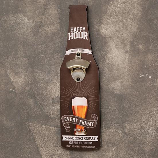 Wall Bottle Opener Beer Bottle Shape Wall-mounted Graffiti Artistic Decoration Iron Restaurant Wall Bottle Opener for Restaurant