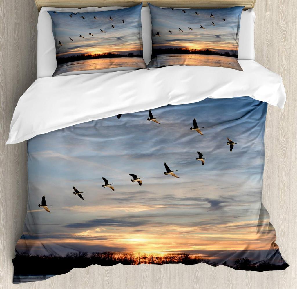 Frozen Lake Duvet Cover Sets for Teens Queen Lightweight Quilt Cover with 2 Pillowcase Winter Themed Bedding Sets No Comforter