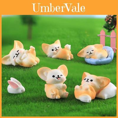 Adorable Resin Fennec Fox Figurines Set Of 13 Miniature Cartoon Animal Decorations