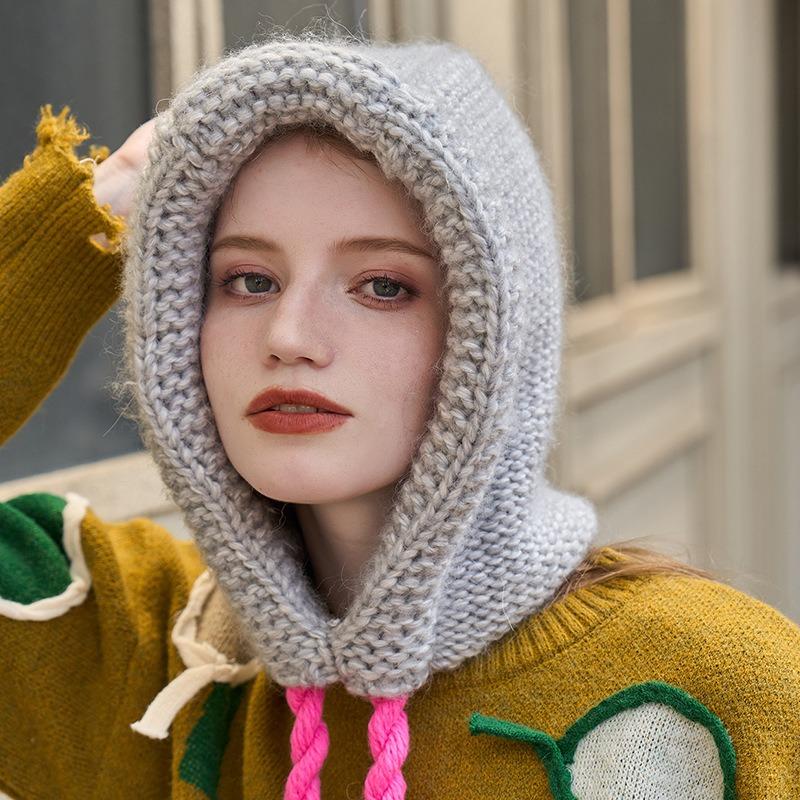 Autumn and winter warm balaclava hat autumn and winter knitted hat fashion warm neck cover head bag neck hat women