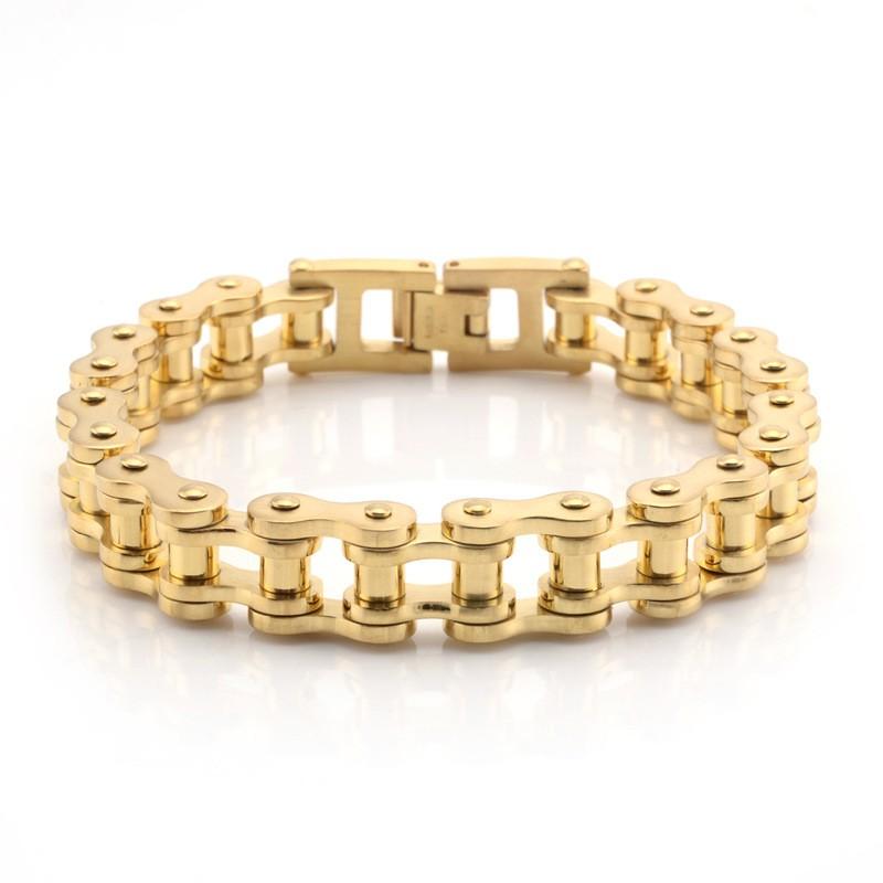 Stainless Steel Chain Bracelet Men Women Cycling Biker Punk Style Titanium Geometric Design