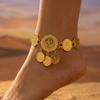 Trendiger Modischer Fußschmuck Arabische Goldfarbe Legierung Münzquaste Fußkettchen Beinarmbänder Für Frauen Strandurlaub Zubehör