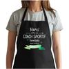 Kitchen Apron - Thank You Sports Coach - Black - Breton Print - Durable Cotton