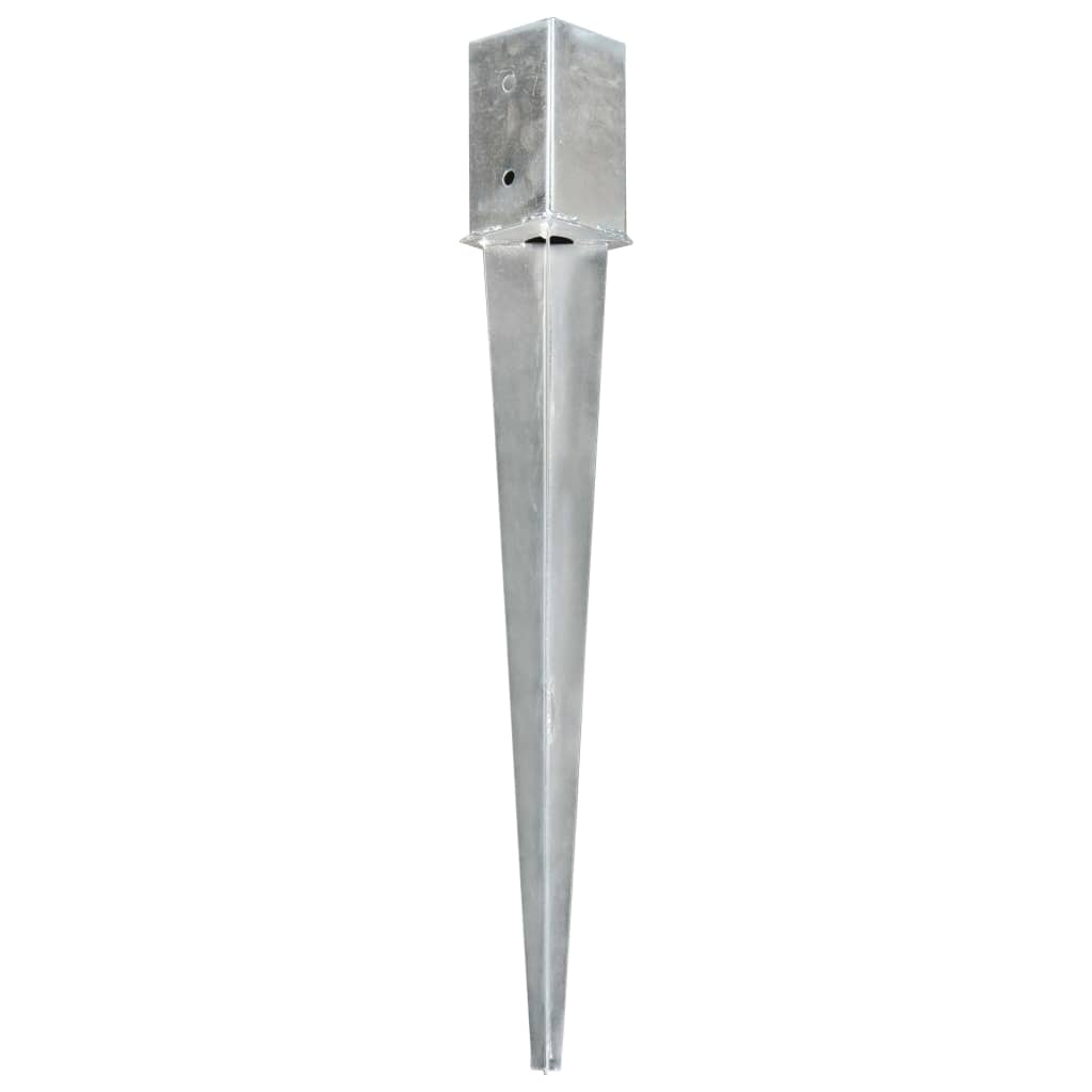Vidaxl Kołki Gruntowe, 6 Szt., Srebrne, 8X8X76 Cm, Stal Galwanizowana