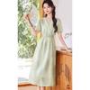 New Chinese Style Puff Sleeve A-Line Midi Dress