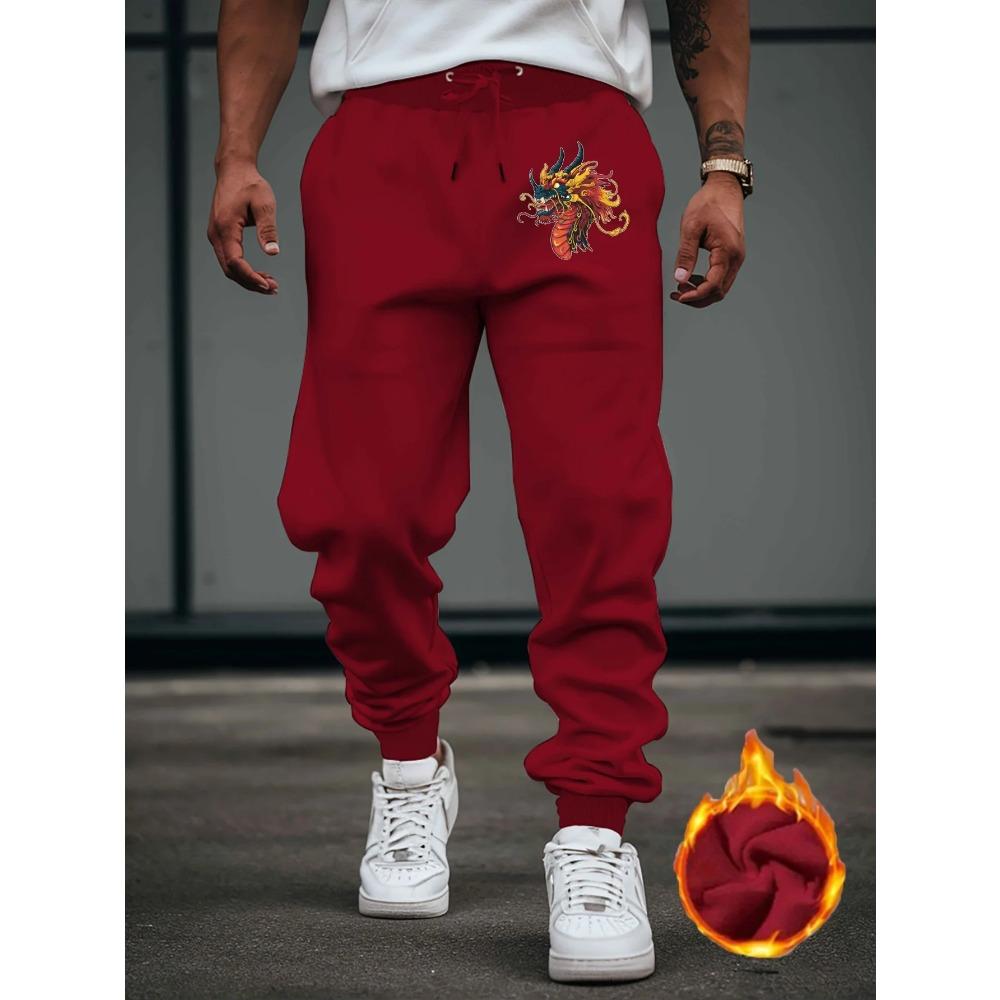 Mens Print Lounge Pants Winter Male Fashion Streetwear Casual Comfort Fitness Sporty Sweatpants