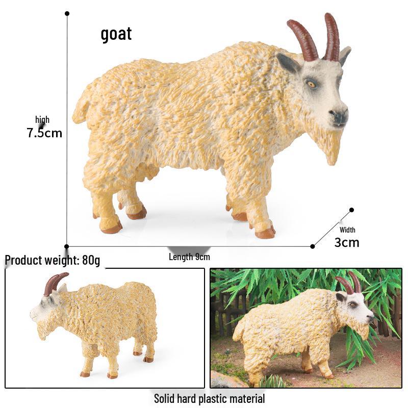Children s Realistic Brown Sheep & Goat Toy Set - Farm Wildlife Model Decoration