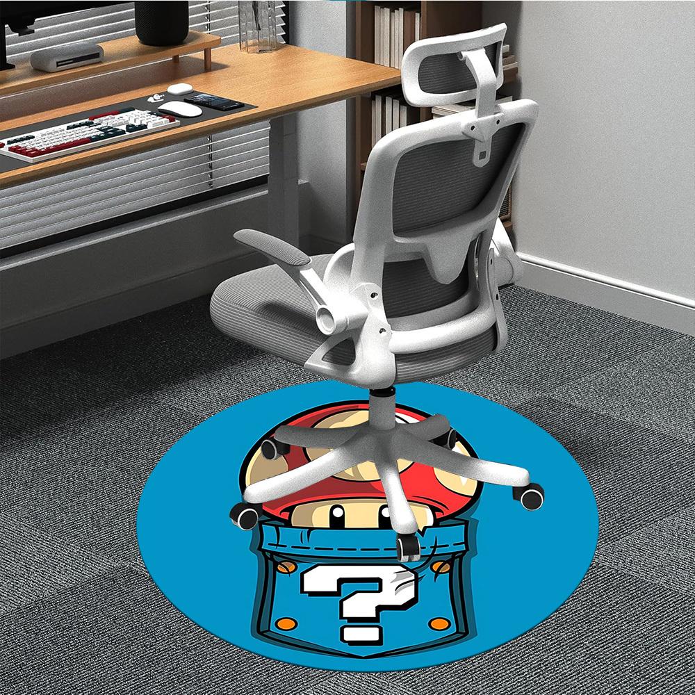 

1pc Mario Mushroom Mystery Office Round Area Rug, Indoor Mat Suitable For Office,Bedroom Living Room Home Decor, Room Deco a0926205 80cm by 80cm