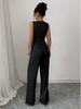 Black Elegant Women's Sleeveless Vest & Pants Set - Summer Two-Piece Fashion.