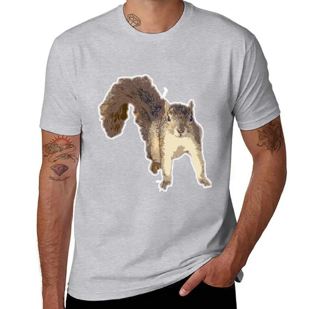 Squirrel Portrait T-Shirt Plus Size Tops for a Boy Summer Clothes Fitted T Shirts for Men